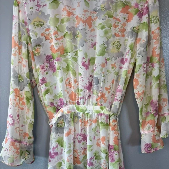 Vintage Oscar de la Renta Pink Label Medium Lightweight Robe Colorful Floral - Picture 5 of 6
